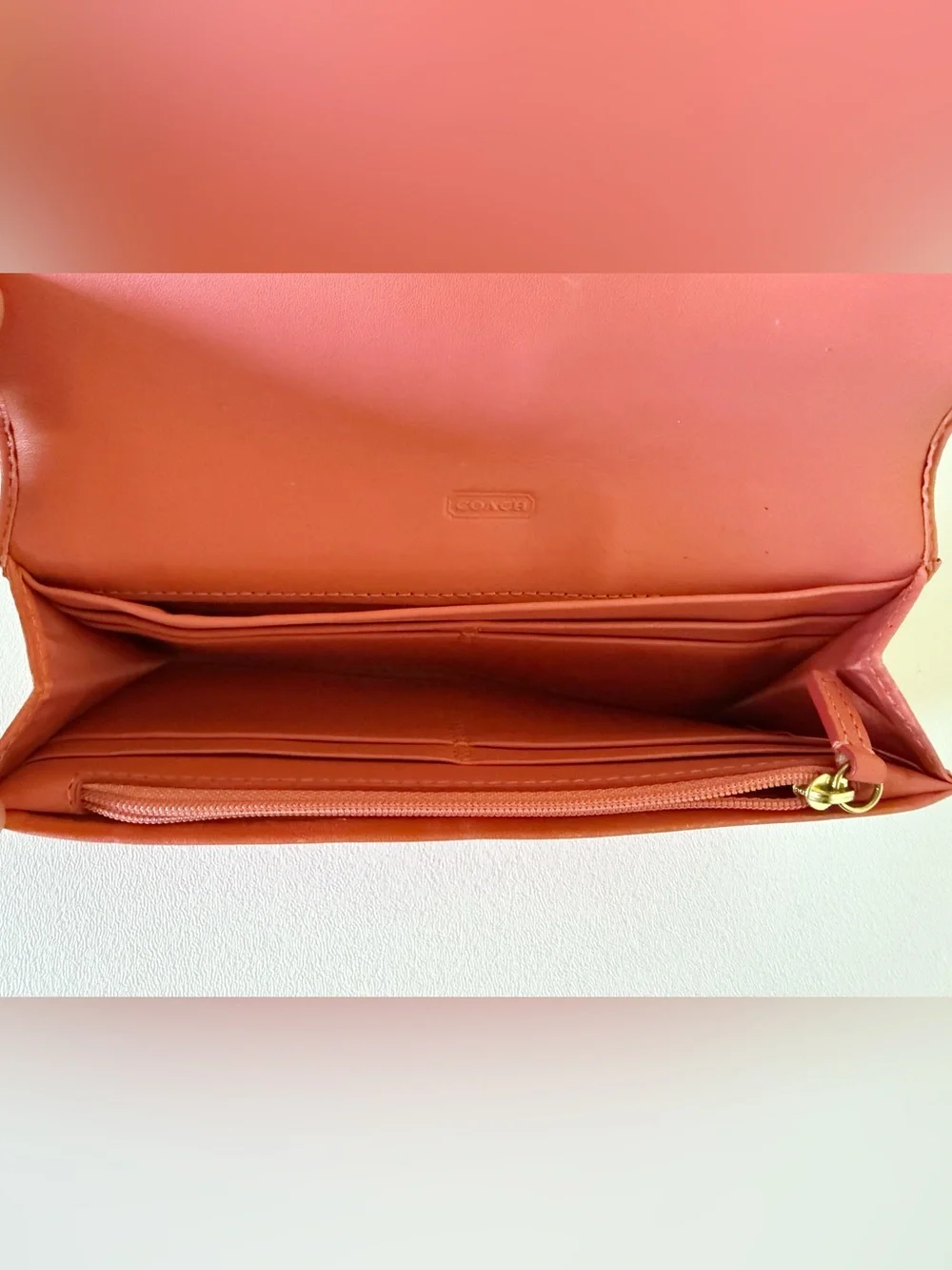 Coach Wallet Kristen Slim Envelope Leather Clutch Organizer Chic Classic Coral